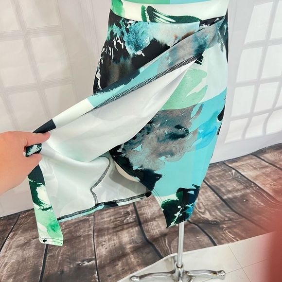 Closet Women's Sleeveless Black Top Wrap Skirt Scuba Feel Pencil Dress Size 6 - Picture 3 of 11